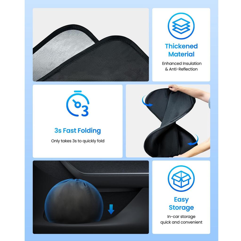 Обновлённый солнцезащитный козырёк на лобовое стекло 2025 для 2025-2018 Camry LE XLE Hybrid SE XSE Седан [Индивидуальная посадка, 99% защита от солнца] Интерьер и сохранение прохлады