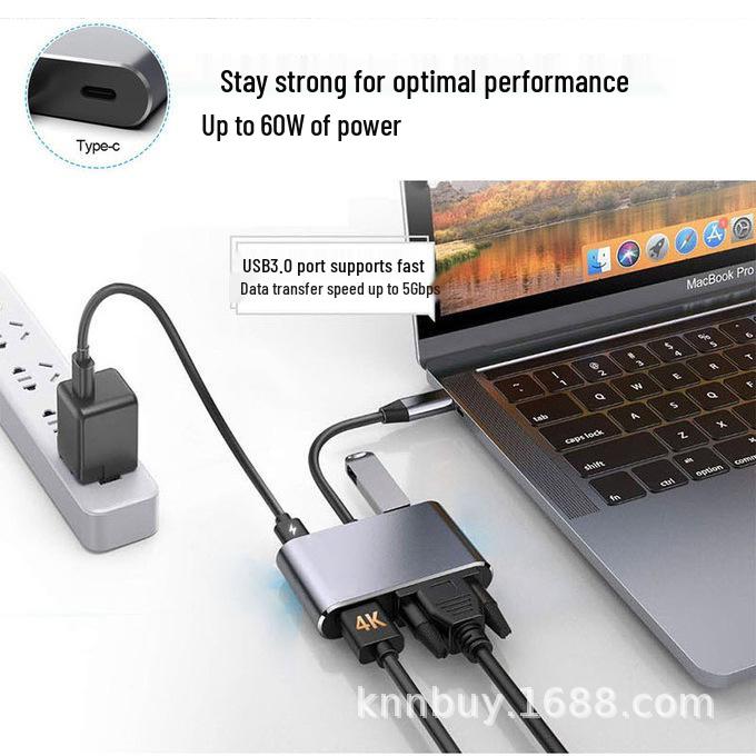 Док-станция Type-C на HDMI/VGA для зарядки Apple iPad и телефона Huawei