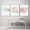 You Make Me Smile Poster and Rainbow Painting and Star Prints Kids Boho Posters Nordic Wall Pictures For Baby Room Decoration