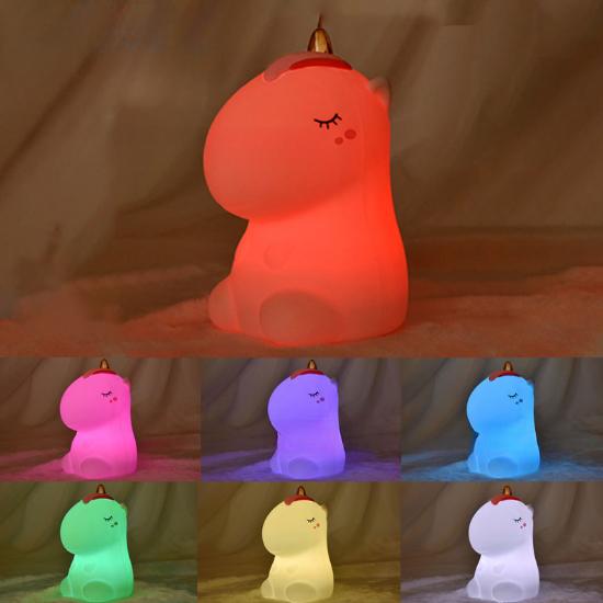 Силиконовый светодиодный ночник с единорогом, красочная USB аккумуляторная лампа, детская прикроватная тумбочка для декора детской комнаты