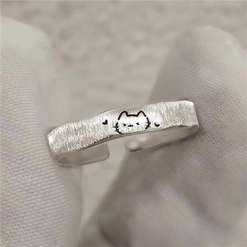 Серебряное кольцо для пары с рисунком щенка и котенка, кольцо для признания в любви, кольцо для пары, подарок