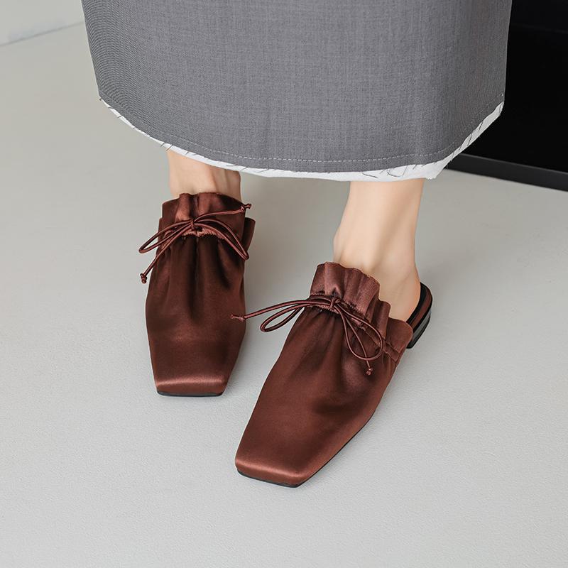 Модные ретро шлепанцы с кожаным носком, женские мюли на низком каблуке, повседневные из мягкой кожи, женская обувь для женщин 2025, шлепанцы, женские сандалии