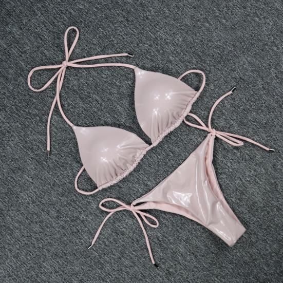 2 Pcs/Set Women Bikini Set Smooth Surface Reflective Padded Wire Free