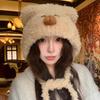 Cute Kapibara plush hat women's new season cold and warm, showing a small face and thickened ear protectors