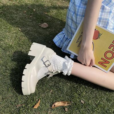 Белые туфли Мэри Джейн из маленькой кожи женские 2025 осень тонкие косплей платформа толстый каблук высокий каблук японские jk одинарные туфли