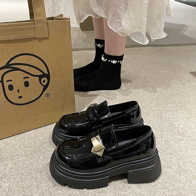Черные модные и удобные туфли в британском стиле с толстой подошвой, женские осенние туфли в стиле ретро со стременами Lefou, туфли Мэри Джейн