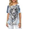 Women T-Shirt Cute Tiger Digital 3D Print Y2k Elegance Vintage Short Sleeve Elegant Casual Comfortable Polyester Diagonal Collar