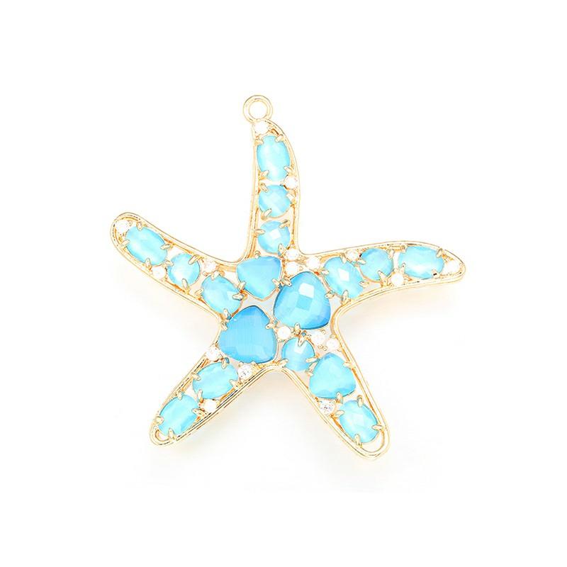ZHUKOU 52x54mm fashion Crystal starfish pendant for women Handmade Necklace Earrings Making Accessories model:VD417