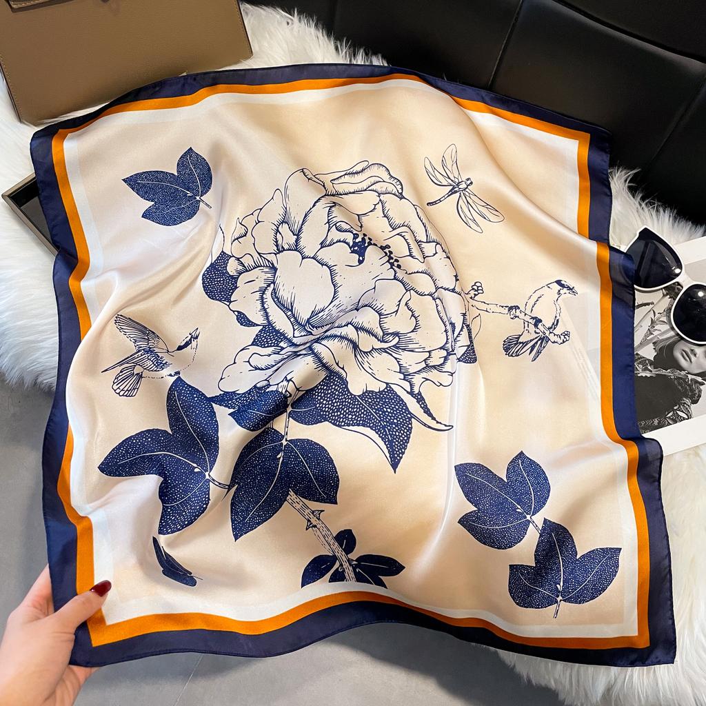 Новый роскошный принт 70*70 см шелковый квадратный шарф женский мягкий атласный ободок для волос шейный платок галстук женский ободок фуляр сумка лента подарок