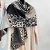 Thickened Imitation Cashmere Shawl Leopard Print Soft Neck Warmer Large Shawl Wrap  for Women