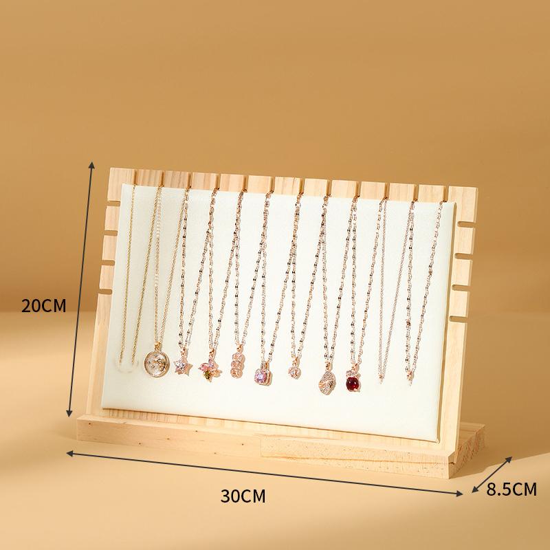 Fashion Wood Necklace Display Stand Large Capacity Pendant Bracelet Anklet Long Chain Jewelry Storage Rack Counter Showcase Prop