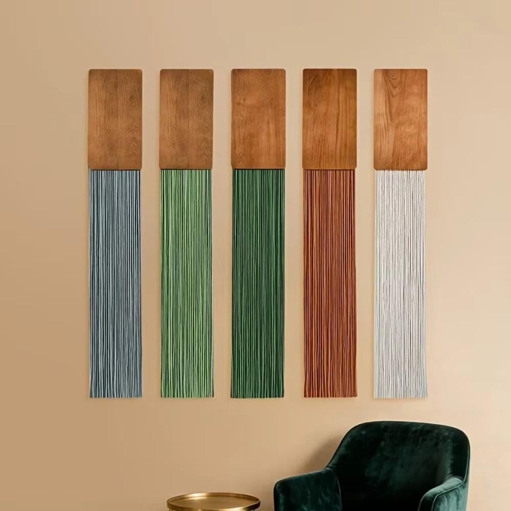 Vertical Wall Hanging Wooden Top Tassel Macrame Wall Decoration Fashion Woven Tapestry Home Decor