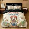 Super Mario Pattern Bedding Quilt Set Quilt Cover Pillowcase Home Birthday Gift(1 * duvet cover + 2 * pillowcase, without core)
