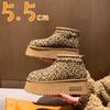 Leopard Platform Ankle Snow Boots Women Fur Cotton Shoes High Heels Brand Suede Warm Plush Woman 2024 Trend Casual Botas Muejr