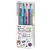 Pentel Glitter Ballpoint Pen Dual Metallic Set That Sparkles On White Paper K110-6STA, 6-Color