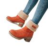 Fashion New autumn winter mid length thick heeled suede snow boots simple  comfortable daily casual wear anti slip women's cotton shoe