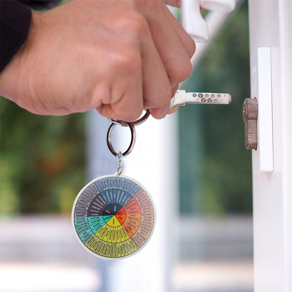 Key Chain Jewelry Double-Sided  Keychain Bag Pendant Car Keyrings Feelings Wheel Keychain