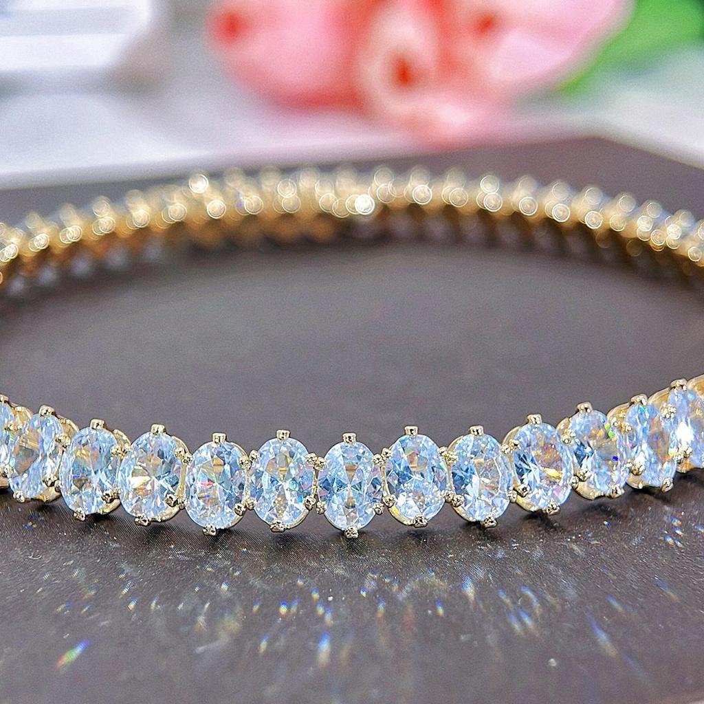 CMM 2 шт. Высокое качество свадебный комплект ювелирных изделий сверкающий овальный AAA CZ цирконий регулируемый открытый круглый колье-колье браслет для женщин