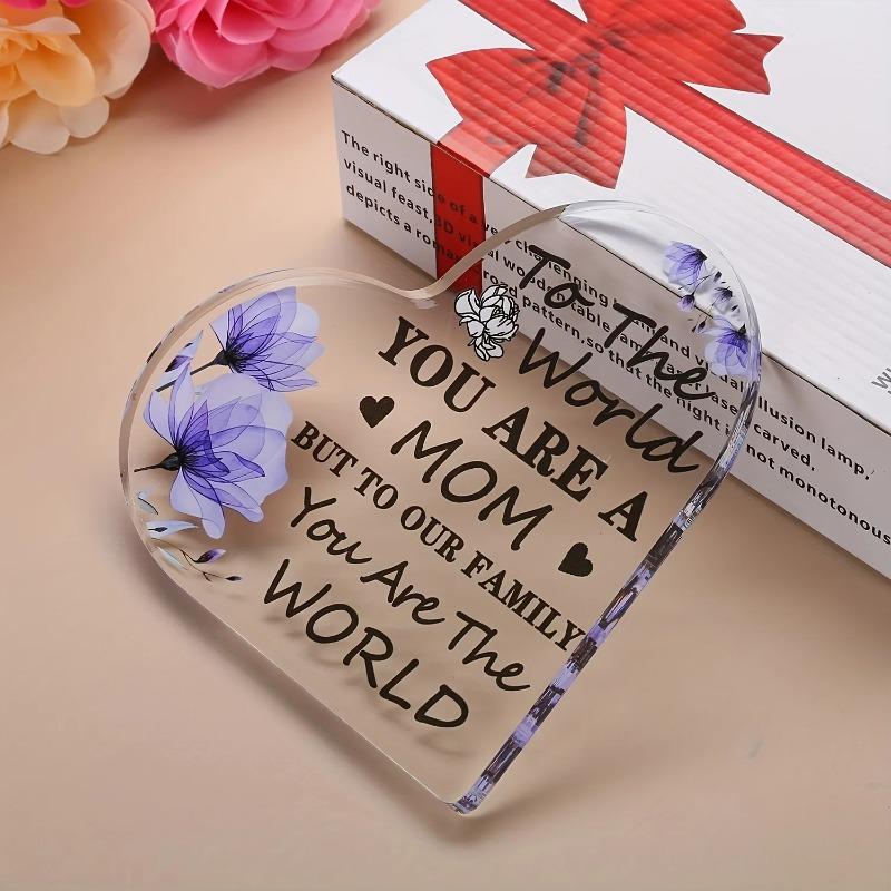 2D Flat "To The World You Are A Mom But To Our Family You Are The World" Acrylic Desktop Decoration Plaque, Home Decor Plaque Hanging Wall Art Decorat
