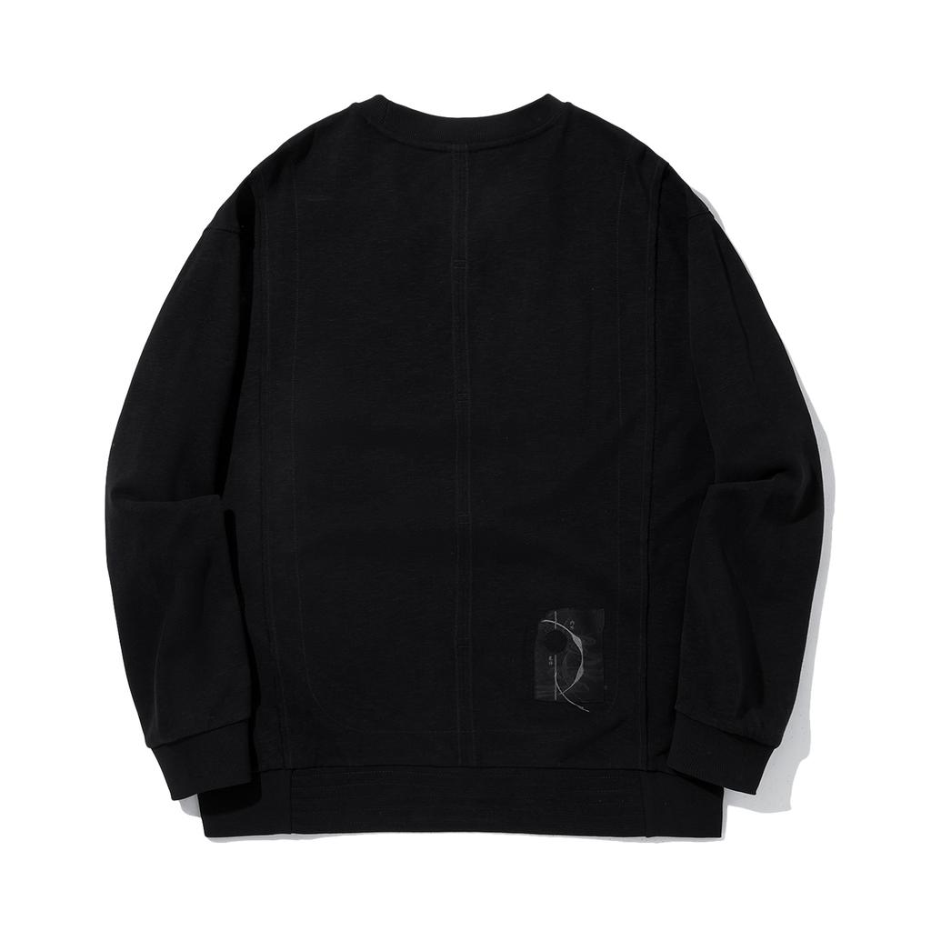 Li Ning Kung Fu Series Pullover Loose Fit Crew Neck Solid Color Long Sleeve Sweatshirt Men Sweatshirt Black AWDUB15-3