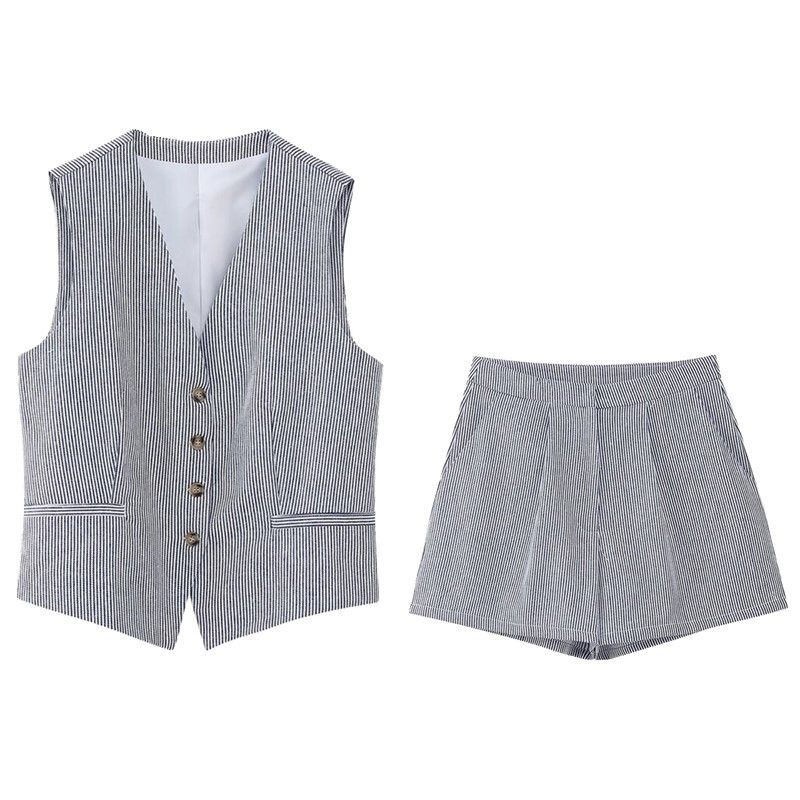Fashion Style 2024 Spring New Arrival Women's Clothing Fashion Stylish Slim Looking Versatile Vest High Waist Shorts Suit