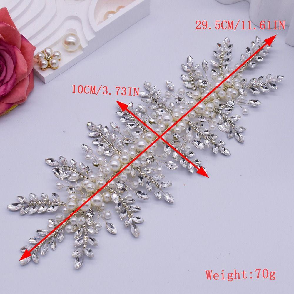 Beaded Patch Applique Crystal Leaf Headband Floral Jewelry Wedding Headpiece For Women Bridal