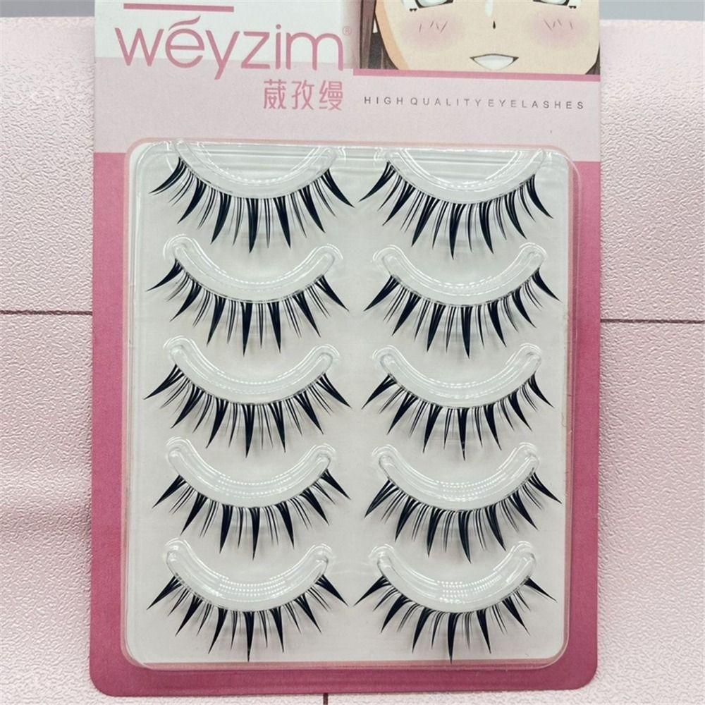 Japanese Cosplay Manga Anime Lashes Dramatic Wet Spiky Lashes Doll Strip Lashes  for Women