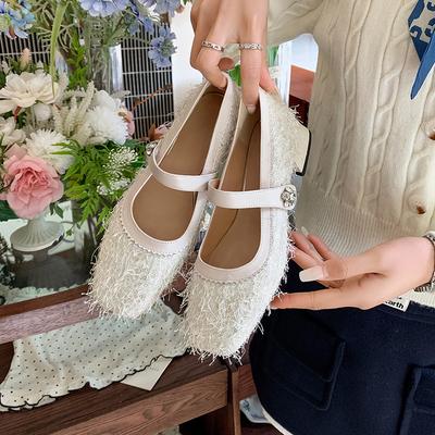 Новые французские однословные туфли на толстом каблуке 2025 с квадратным носком, туфли-феи для вечера с юбкой, весенние туфли Мэри Джейн