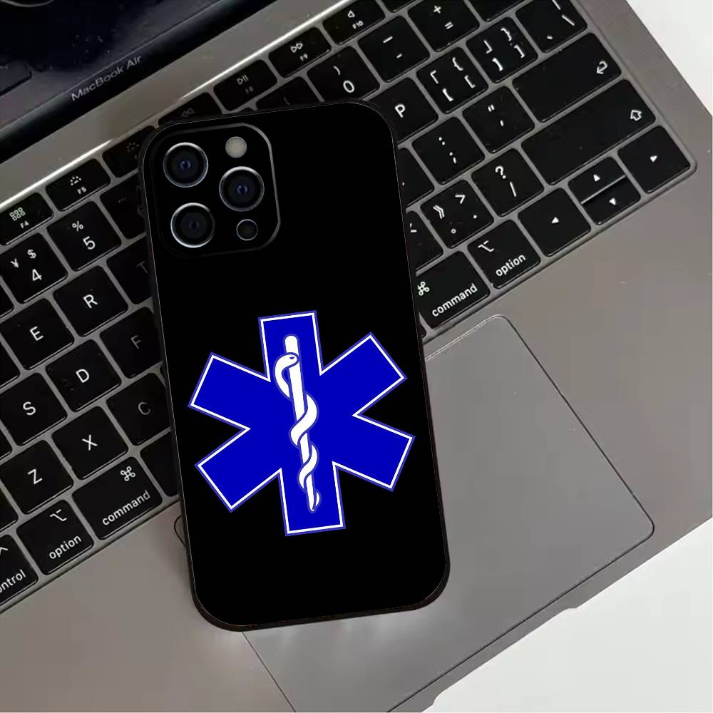 EMT EMS Ambulance LOGO  Phone Case For iPhone 17,16,15,14,13,12,11 Plus,Pro Max,XS,Soft Silicone Black Cover