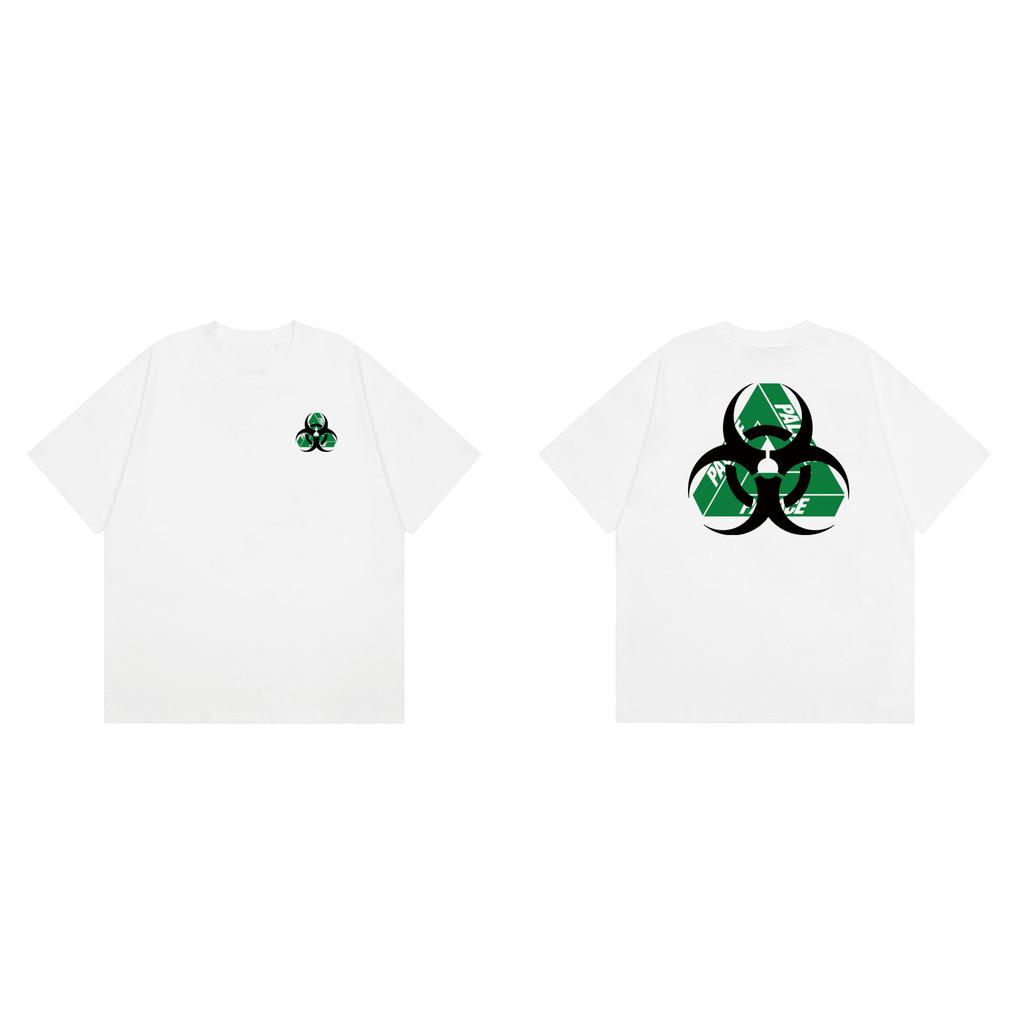 Trendy brand PALACE biochemical triangle back three rings LOGO printed men's and women's loose casual summer short-sleeved T-shirt t