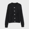 2023 Winter Black Faux Fur Round Neck Knit Sweater Jacket for Women