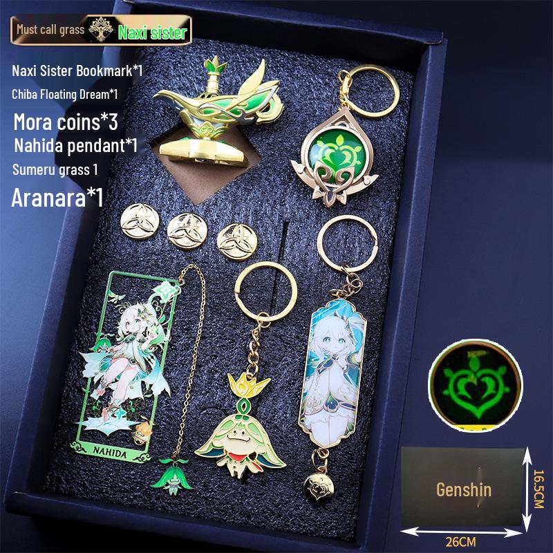 Genshin Impact Keychains, Bookmarks, Charms & Weapon Models Set - Ideal Gifts for Students