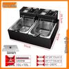 Dual Tank Stainless Steel Electric Deep Fryer - Constant Temp Fryer for Skewers, French Fries, Street Food.