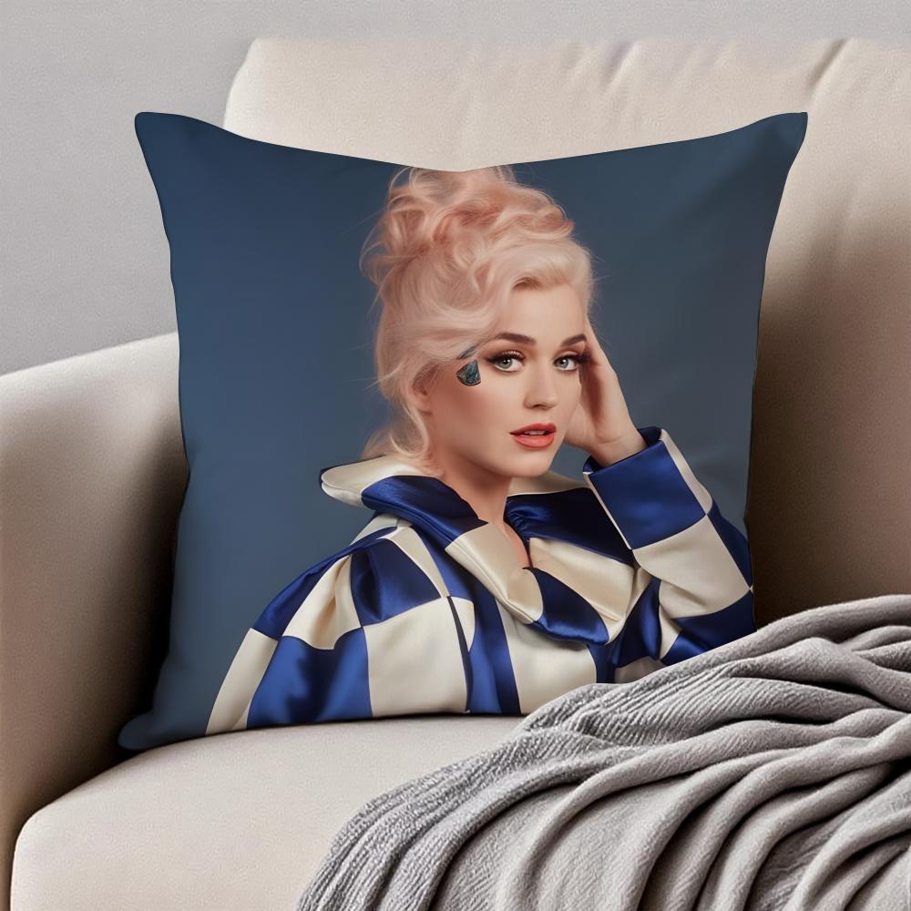 Colorful Popsavvy Singer KKaty Perry Cushion Cover Pillowcase Antidustmite Invisible Zipper Short Plush Sofa Cushion