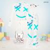 Girls Round Neck Long Sleeve Blue Pink Printed Flared Pants Two Piece Outfit