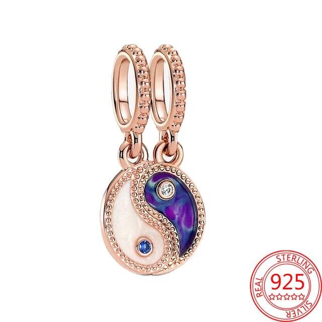 Новый Стерлингового Серебра 925 Фиолетовый Мурано Бусина Анютины Глазки Цветок Висячие Подвески Подходит Оригинальный Бренд Браслет И Ожерелье 925 Ювелирные Изделия Подарок