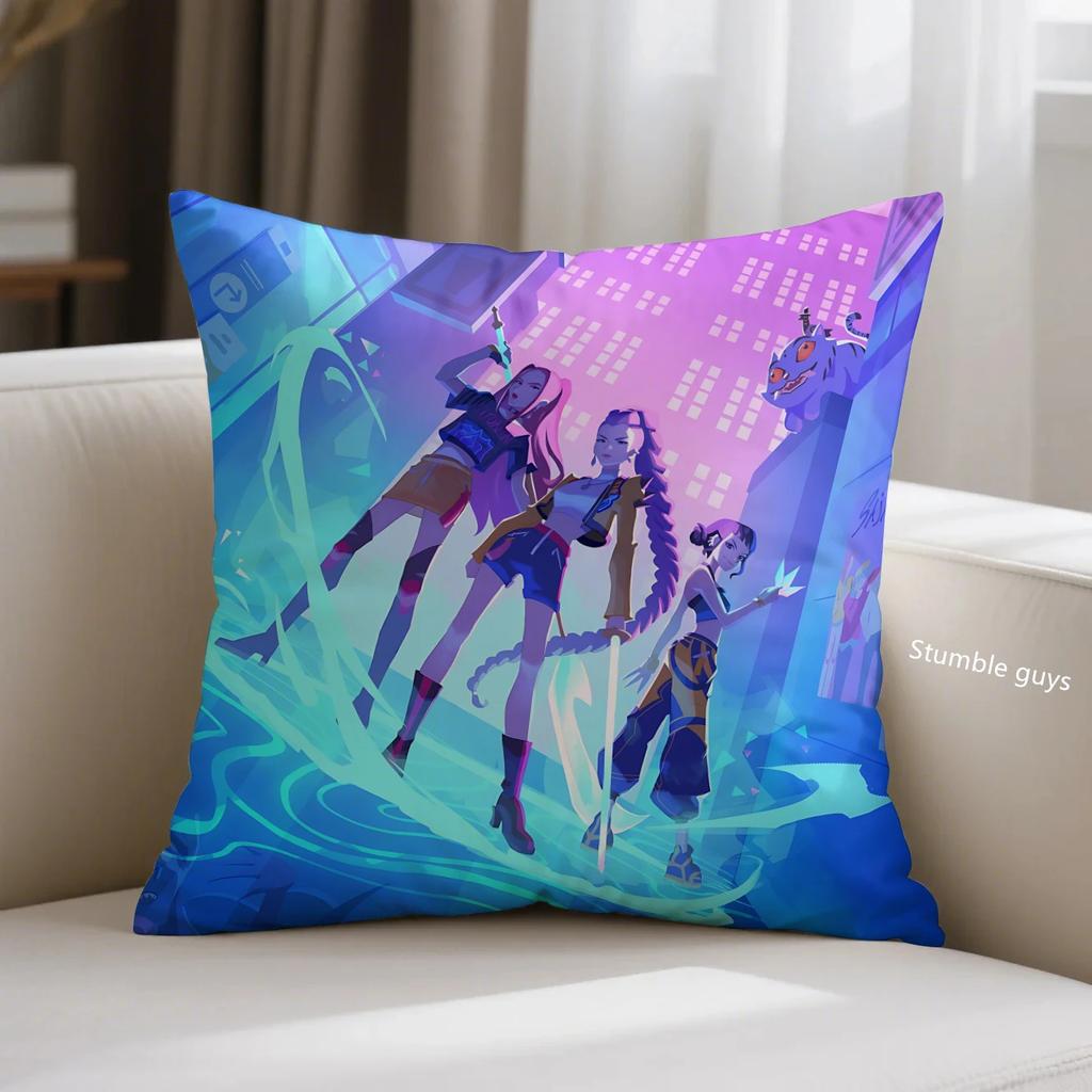 Kpop Cushion Cover Demon Hunters Anime Sofa Pillowcase For Fans
