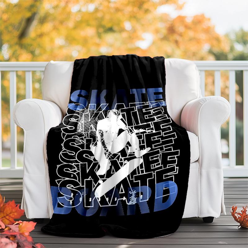 skateboard Theme Printed Blanket - Perfect for Couch, Bed, Travel & Outdoor Use | Machine Washable, Cozy & Durable.