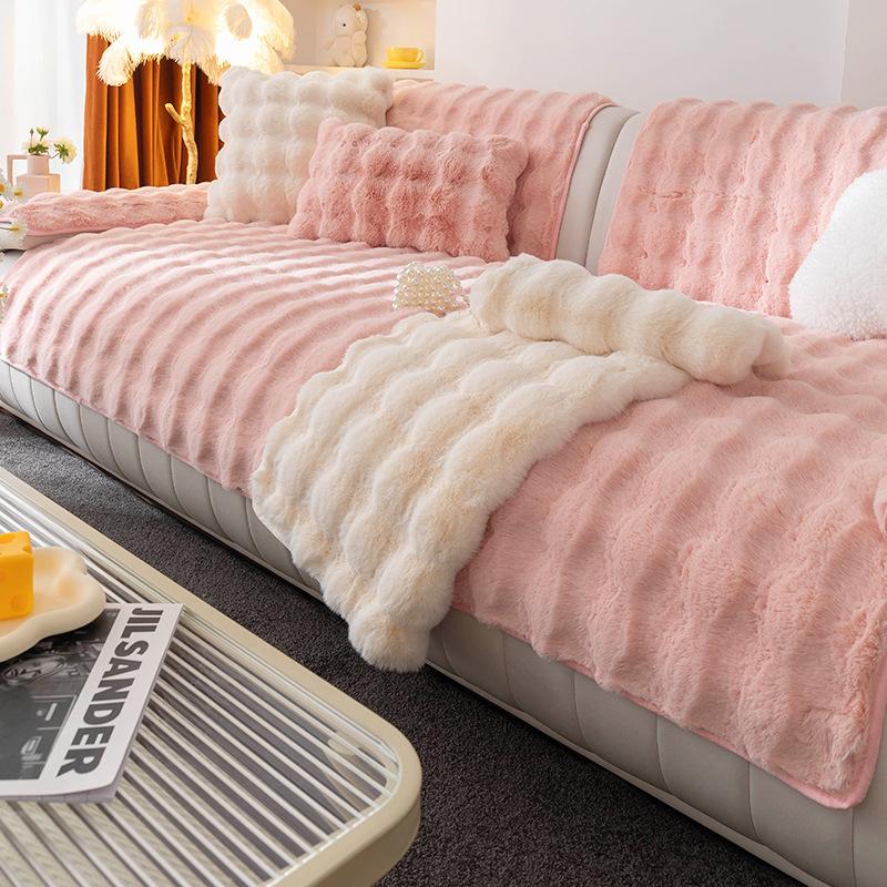 Подушка для дивана, зимняя плюшевая утолщенная теплая нескользящая подушка, новый пушистый чехол для дивана, ткань