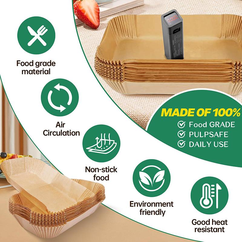 Бумага для выпечки для аэрофритюрницы Ninja Прямоугольные вкладыши, Совместимые с Ninja Foodi Dual Zone и другими двойными