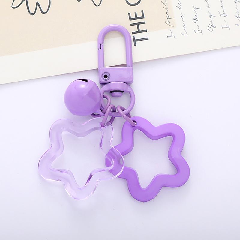 Five-Pointed Star Bell Pendant Keychain Bag Charm Keyring Car Hanging Key Holder