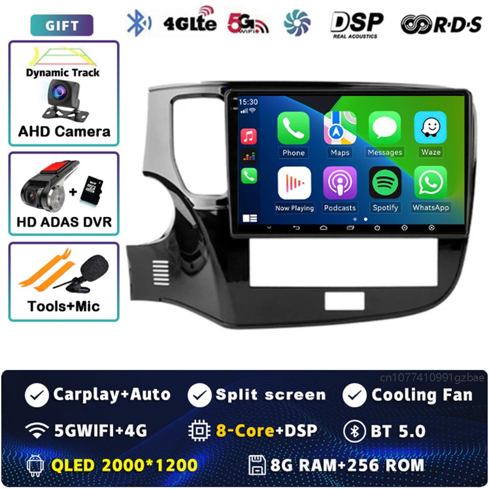 Android 14 Carplay Car Radio для Mitsubishi Outlander 3 III GF0W GG0W 2018 - 2022 Мультимедийный видеоплеер Навигация GPS Стерео