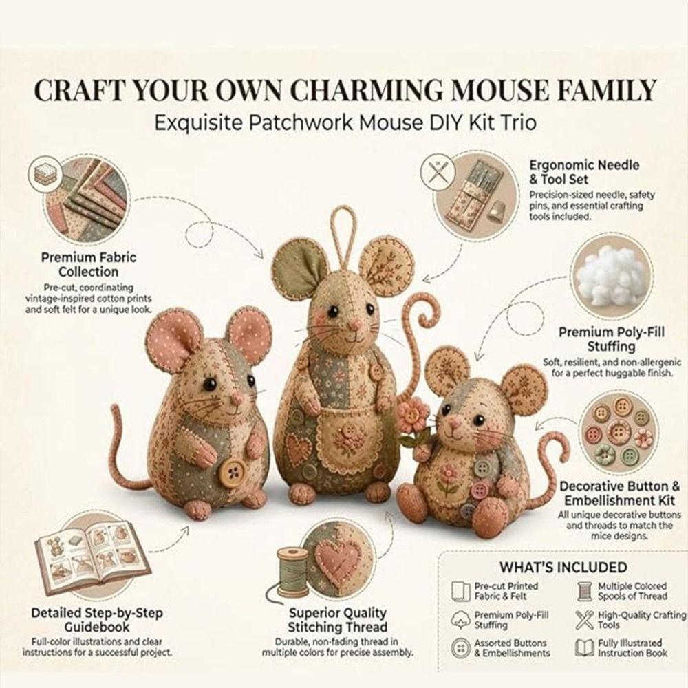 Step by Step Guide Patchwork Sewing Craft Set Handmade Mouse Sewing Kit  Craft Learning