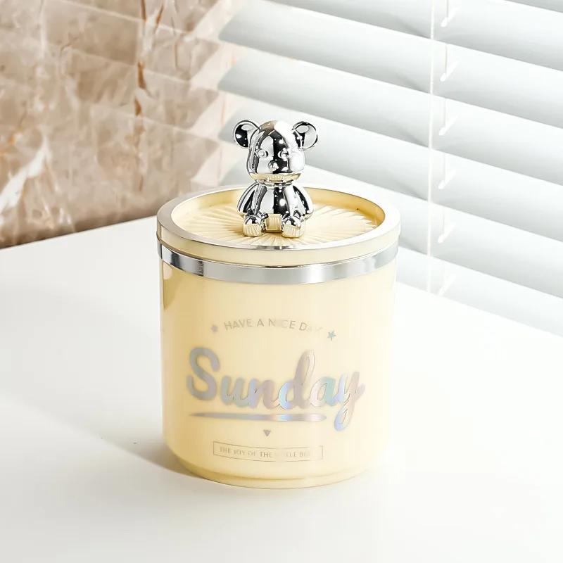 Роскошный медведь органайзер для ватных дисков коробка для хранения в ванной ватные палочки зубочистки косметика ювелирные изделия контейнер для макияжа коробка дропшиппинг