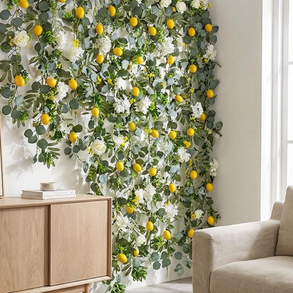 Realistic Artificial Lemon Garland Eucalyptus Leaves Simulation Lemon Vine Kitchen Decor