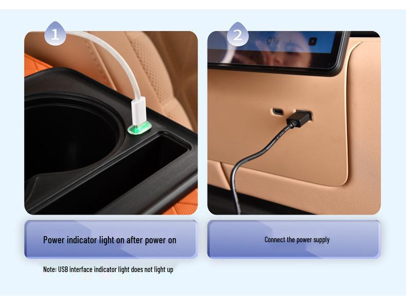 Ромбовидный зарядный подлокотник для автомобиля с кожей наппа, двойным подстаканником, хранилищем и коробкой для салфеток.