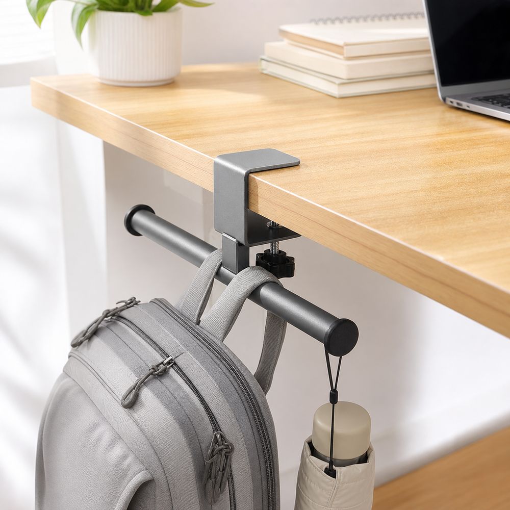 Clamp on Desk Side Hook Carbon Steel Desk Side Handbag Rack Desk Edge Hook Home Office