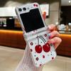 For Samsung Galaxy Z Flip6 Flip5 Flip4 Flip3 3PCS Folding Bowknot Cherry Pattern Transparent Hard Plastic Slim Phone Case Cover