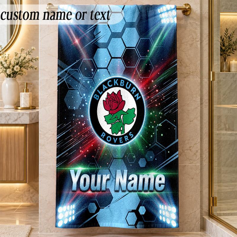 Beach TowelBlackburn Rovers Football Custom Name Text Personalized Soft Towel for Beach Pool Indoor Home Decor Gift