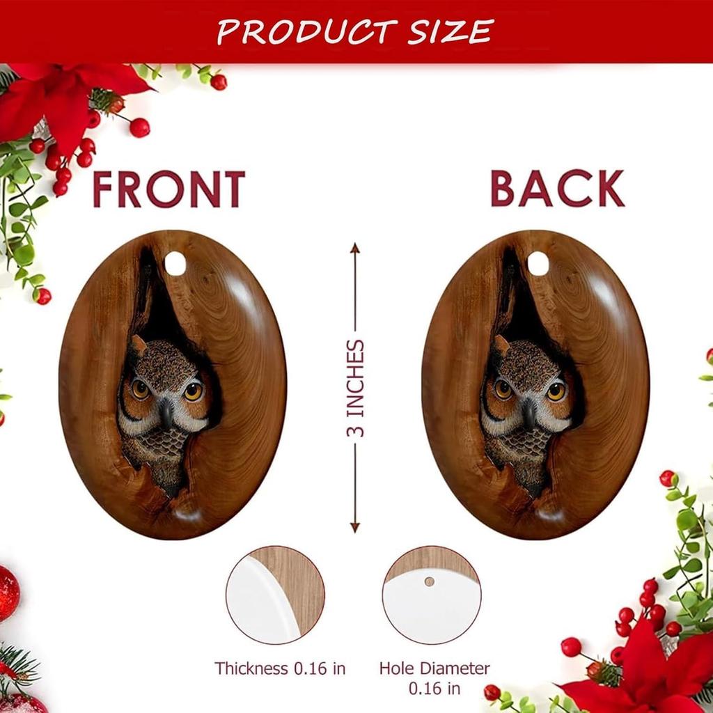 2025 Рождественские украшения в виде животных, акриловые украшения в виде животных для рождественской елки 2D Лесные рождественские украшения в виде енота, совы, кролика